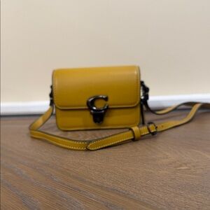 Coach Tabby 12 Mini Crossbody Bag Mustard Yellow Leather C Turnlock Crossbody